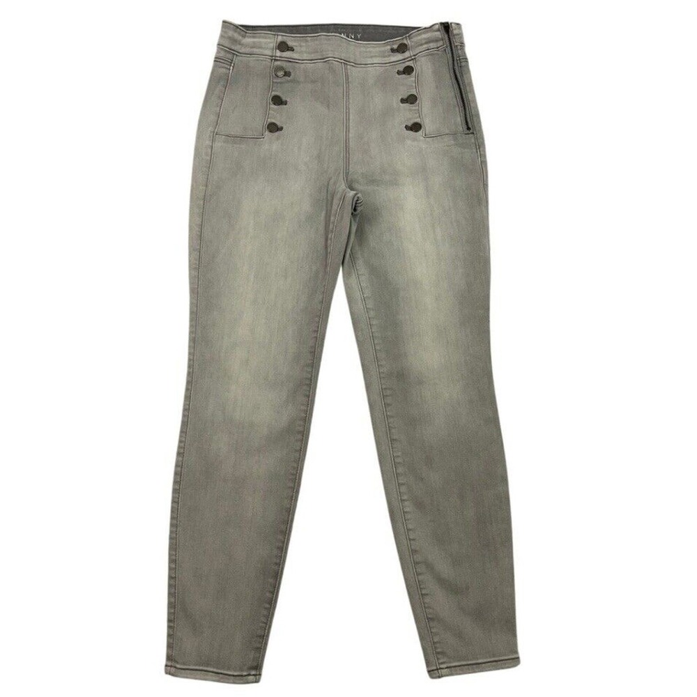 White House Black Market Jeans Womens Size 6S Gray Skinny Ankle Side Zip Stretch